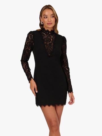 Adrianna Papell Cocktail dress 'Lace and Crepe Short Dress' in Black: front