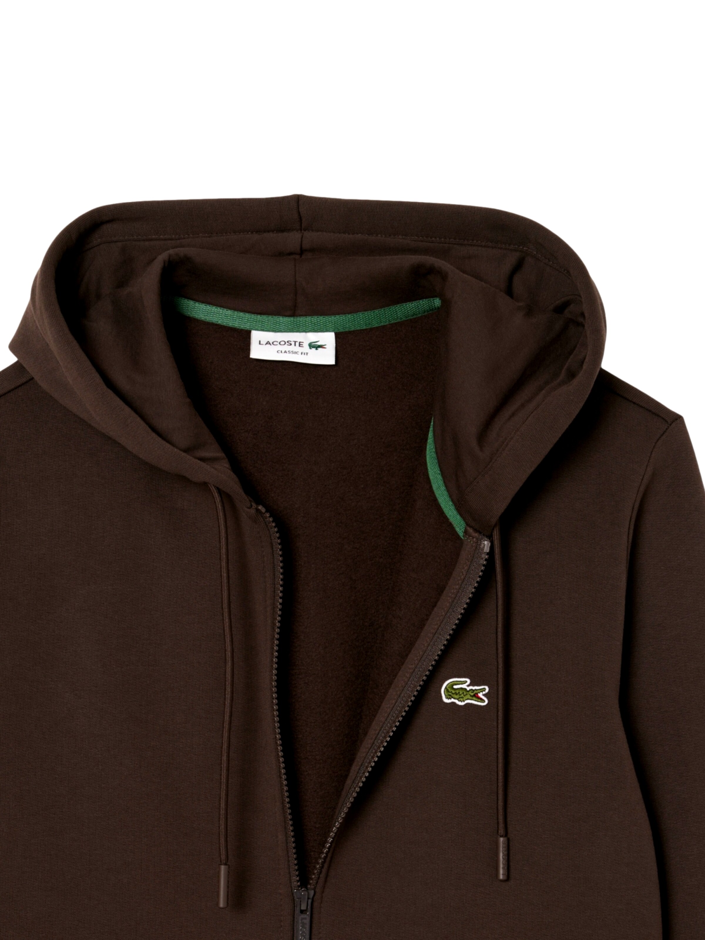 LACOSTE Zip-Up Hoodie in Brown