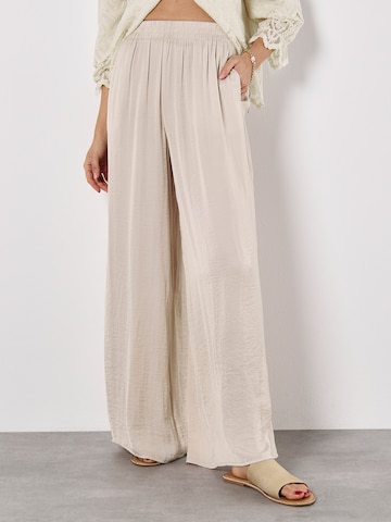 Wide Leg Pantalon Apricot en beige : devant