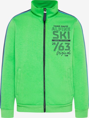 CAMP DAVID Zip-Up Hoodie in Green: front