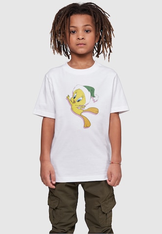 ABSOLUTE CULT Shirt 'Looney Tunes - Tweety Christmas Hat' in White: front