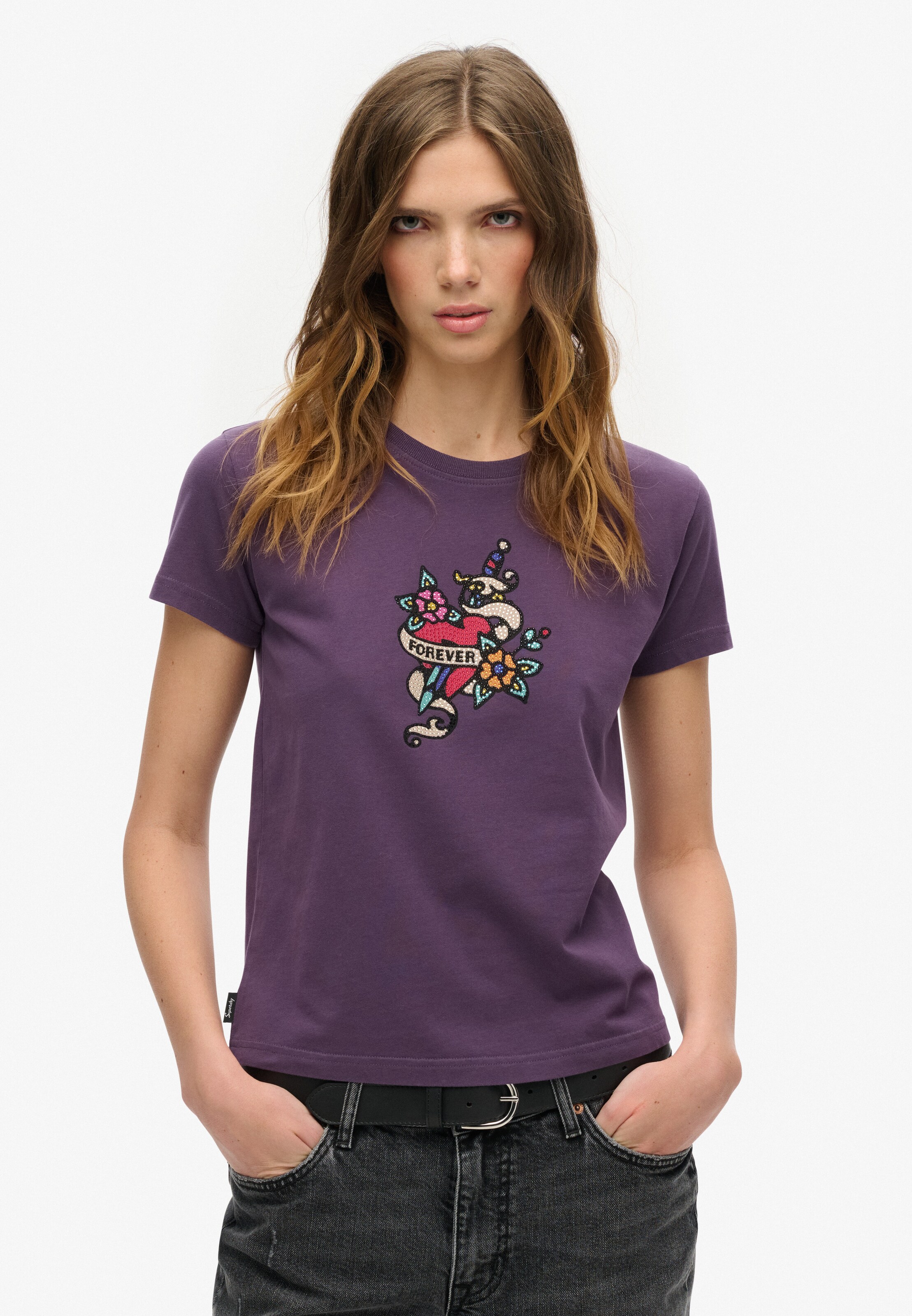 T-shirt Superdry & Co en violet : devant