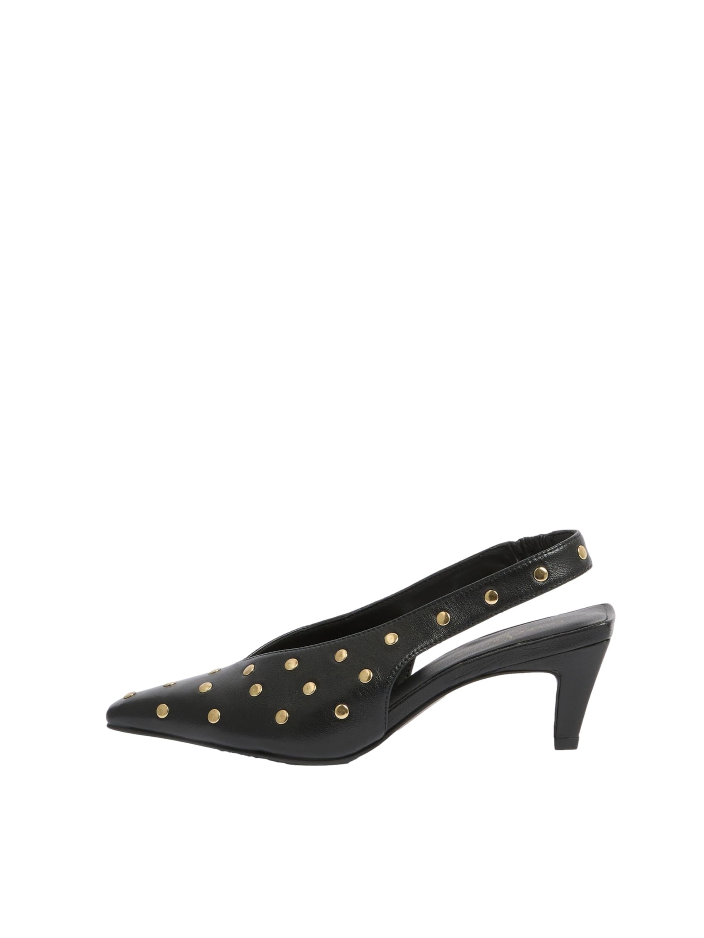 Escarpins à bride arrière love & roses en noir : devant