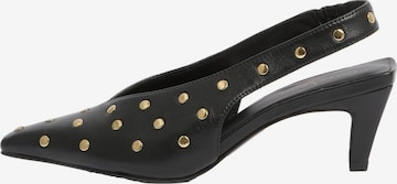 Escarpins à bride arrière love & roses en noir : devant