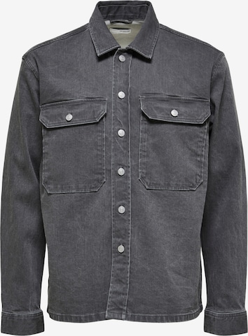 SELECTED HOMME Comfort fit Button Up Shirt in Grey: front