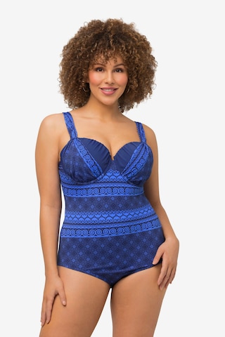 Ulla Popken Minimiser Shaping Swimsuit in Blue: front