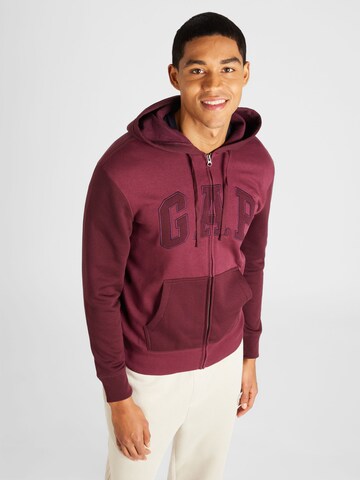 GAP Zip-Up Hoodie 'HERITAGE' in Red: front