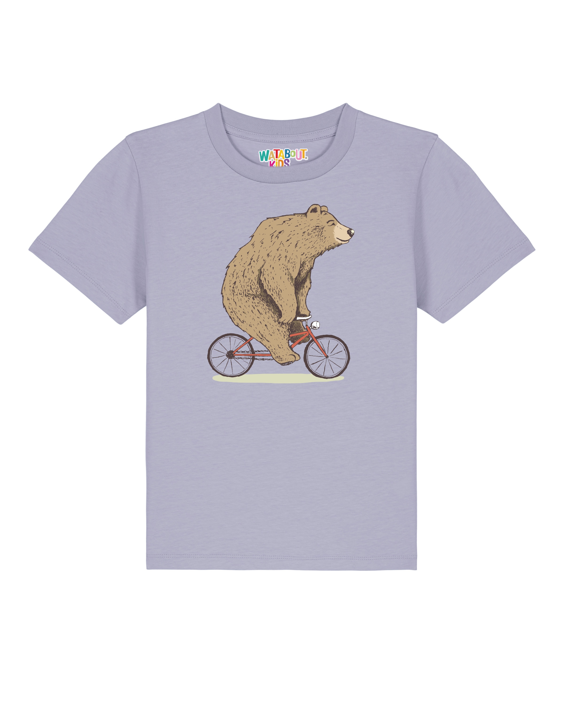 Maglietta 'Fahrradbär' di watabout.kids in lilla: frontale
