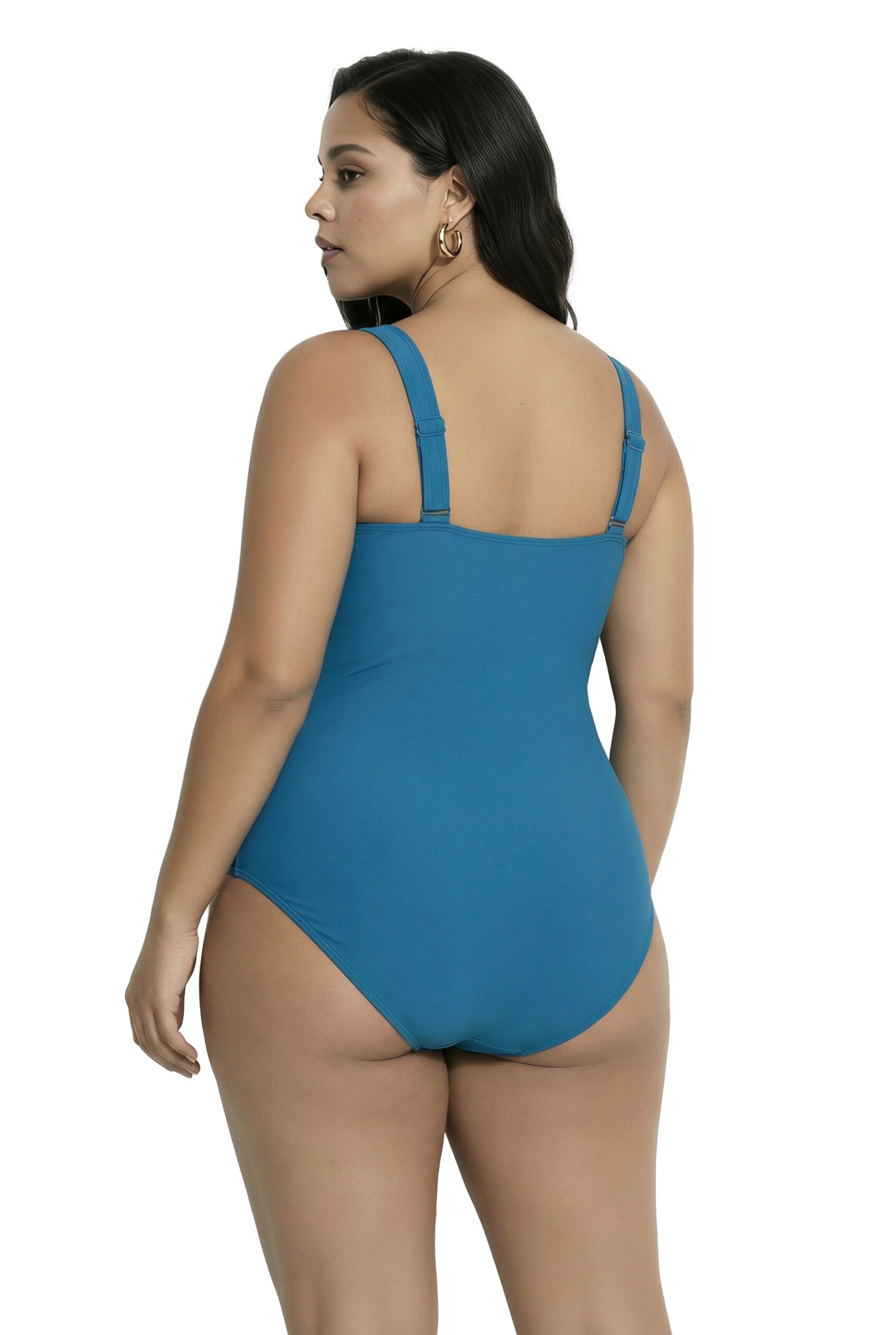 Ulla Popken Bustier Badeanzug in Blau