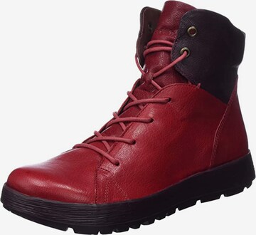 THINK! Lace-Up Ankle Boots in Red: front