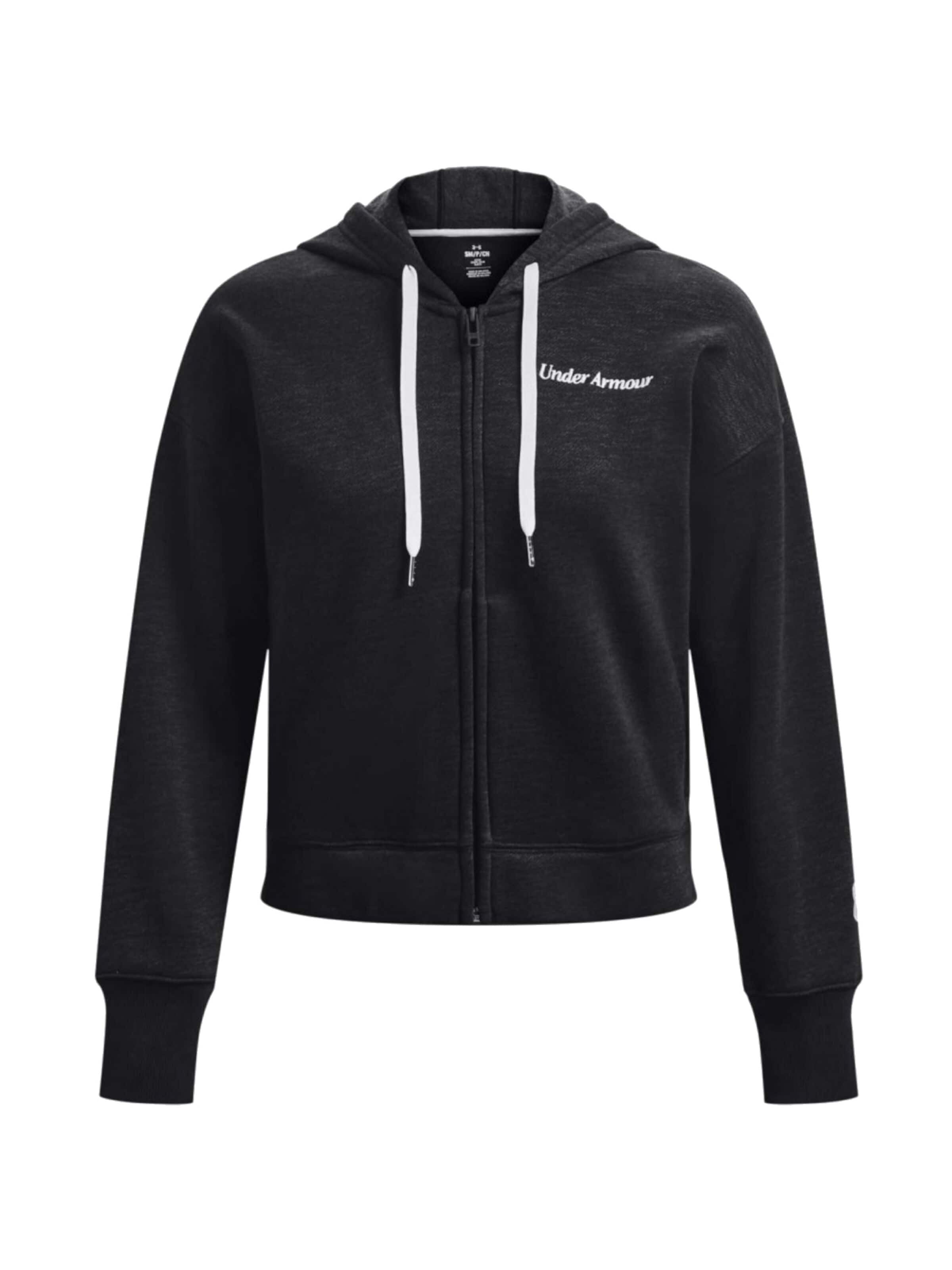 UNDER ARMOUR Sweatshirt 'Under Armour Essential Fleece Script FZ Hoodie' in L in Black, Item view