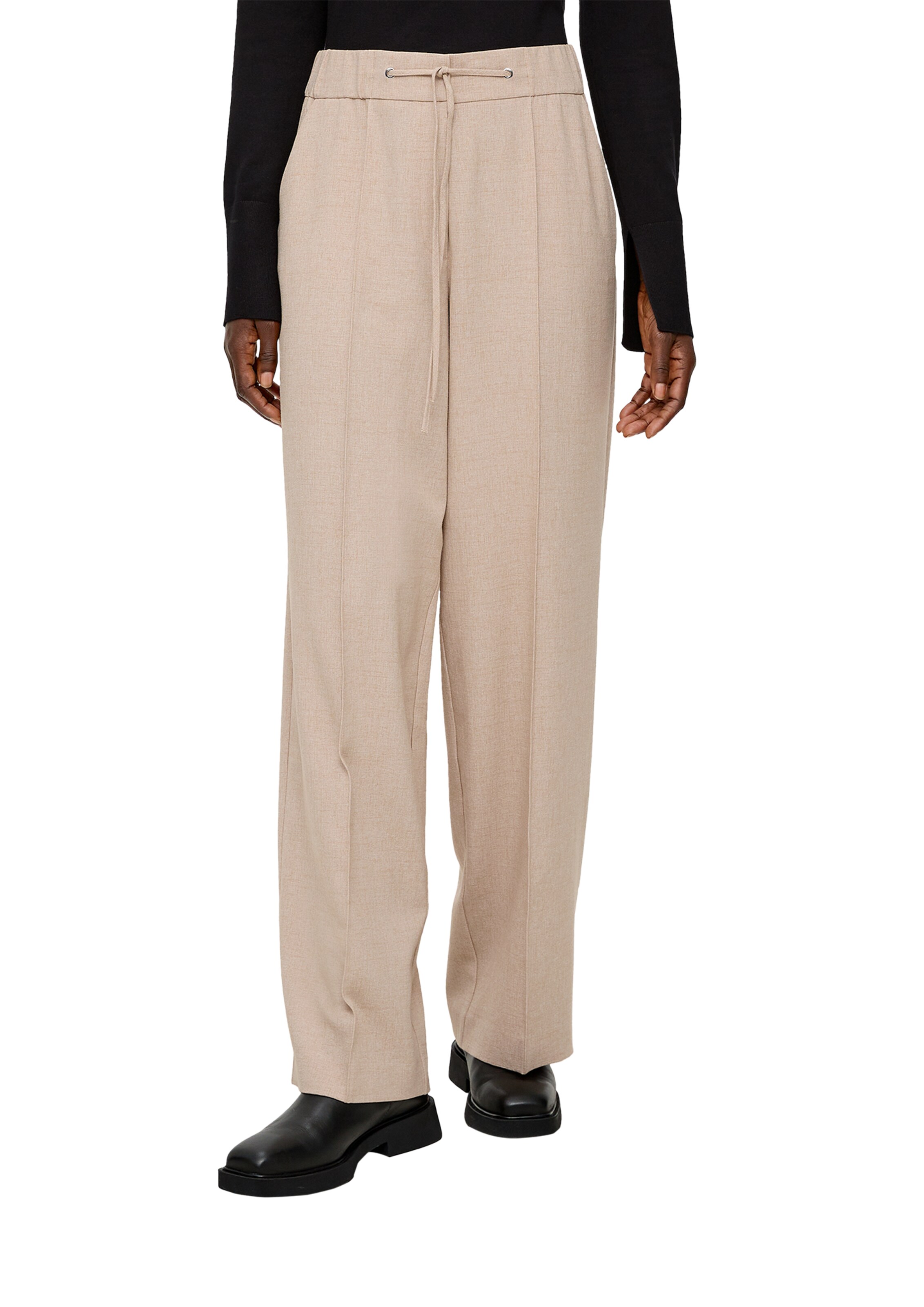 s.Oliver BLACK LABEL Wide Leg Bundfaltenhose in Beige: Vorderseite