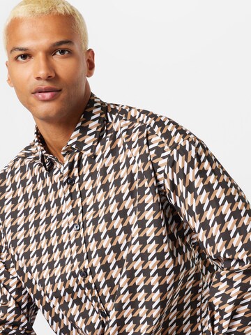 BOSS Black Comfort fit Button Up Shirt 'Drew' in Beige