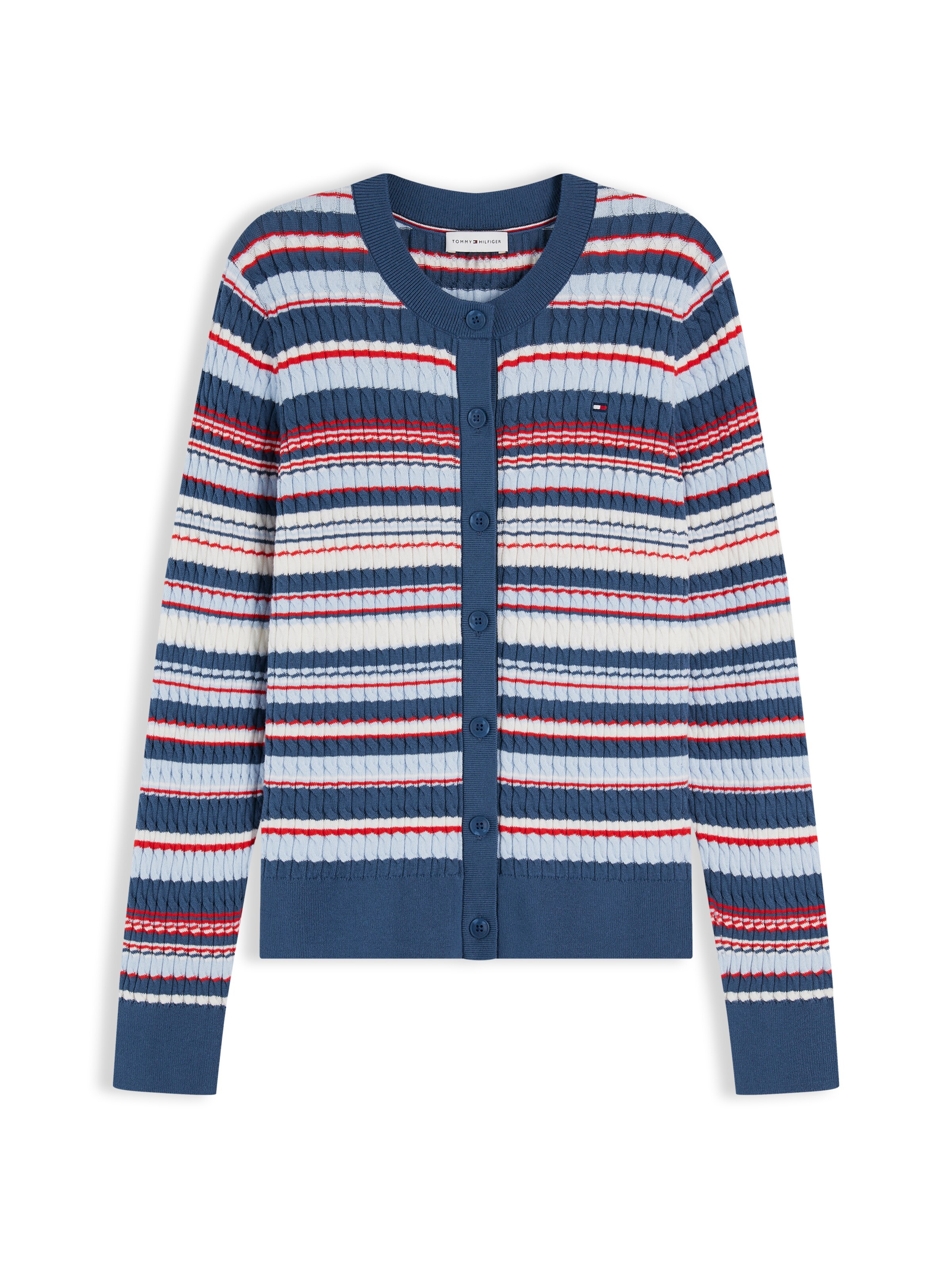 Geacă tricotată de la TOMMY HILFIGER pe albastru: față