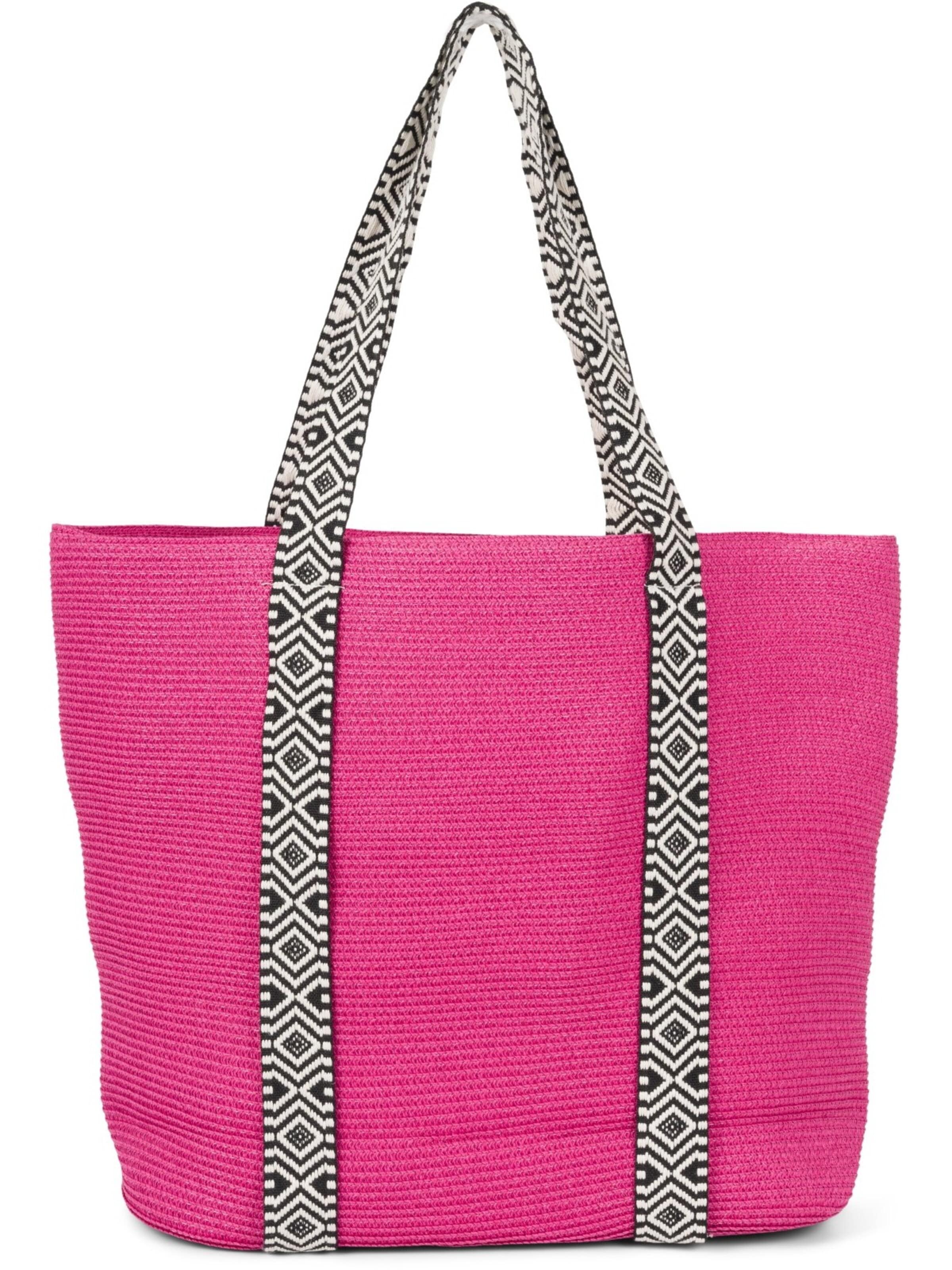 styleBREAKER Strandtasche 'Papierstroh Strandtasche Azteken Muster'‌‌‌‌‌‌‌‌‌ in One Size in magenta, Produktansicht