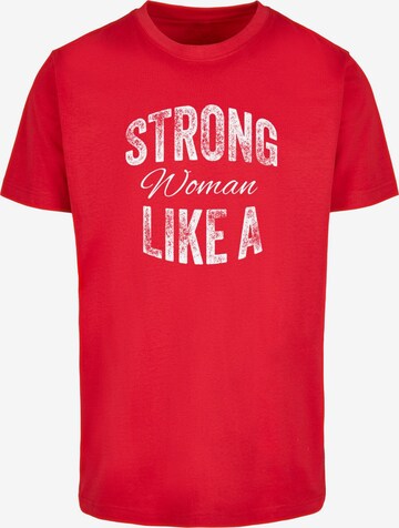 Merchcode Shirt 'Strong Like A Woman' in Rood: voorkant