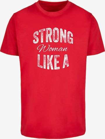 Merchcode Shirt 'Strong Like A Woman' in Rood: voorkant