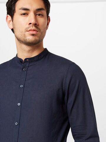 Casual Friday - Ajuste estrecho Camisa 'Anton' en azul