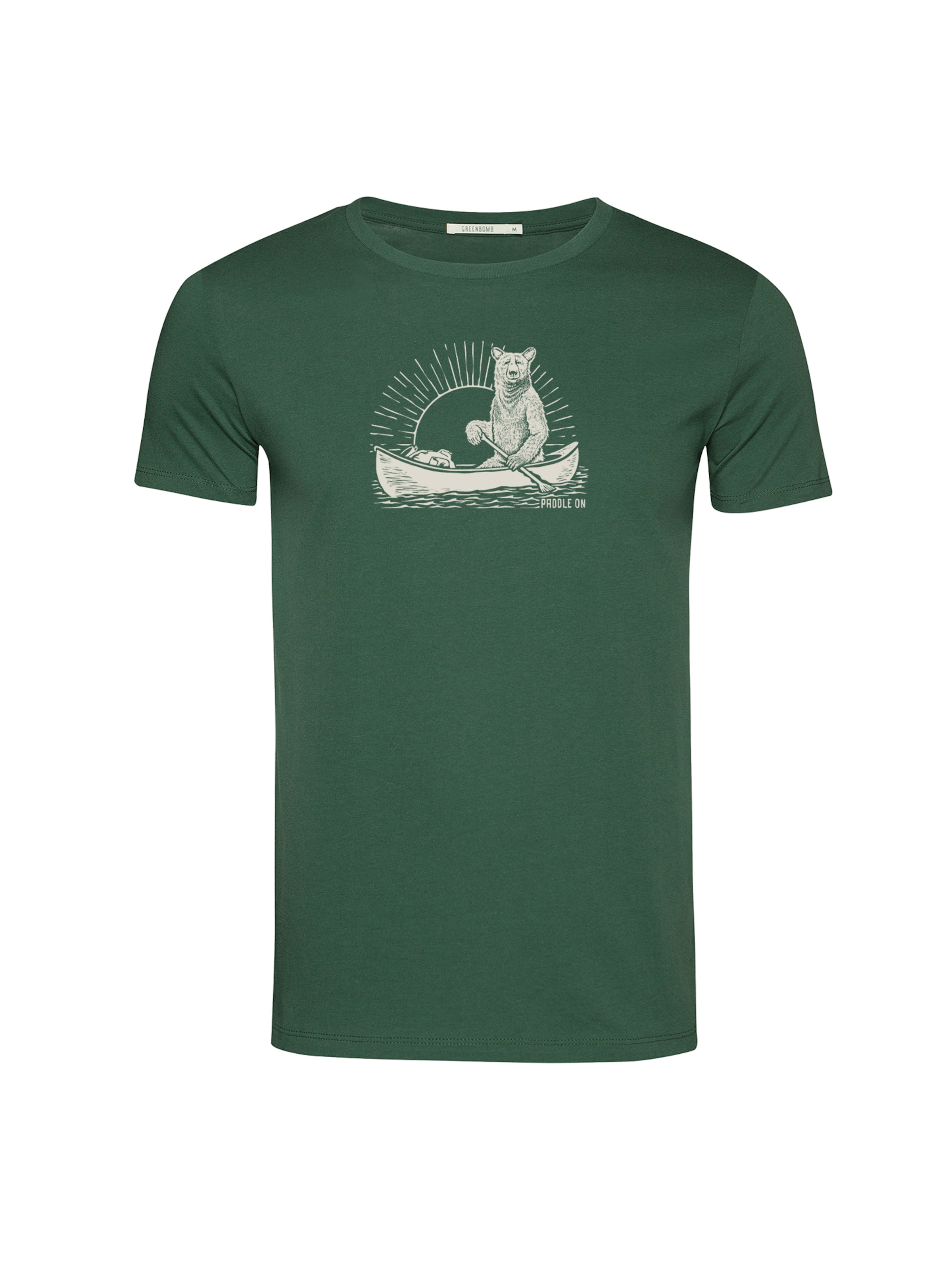GREENBOMB T-Shirt 'Guide Bear Canoe' in Grün: Vorderseite