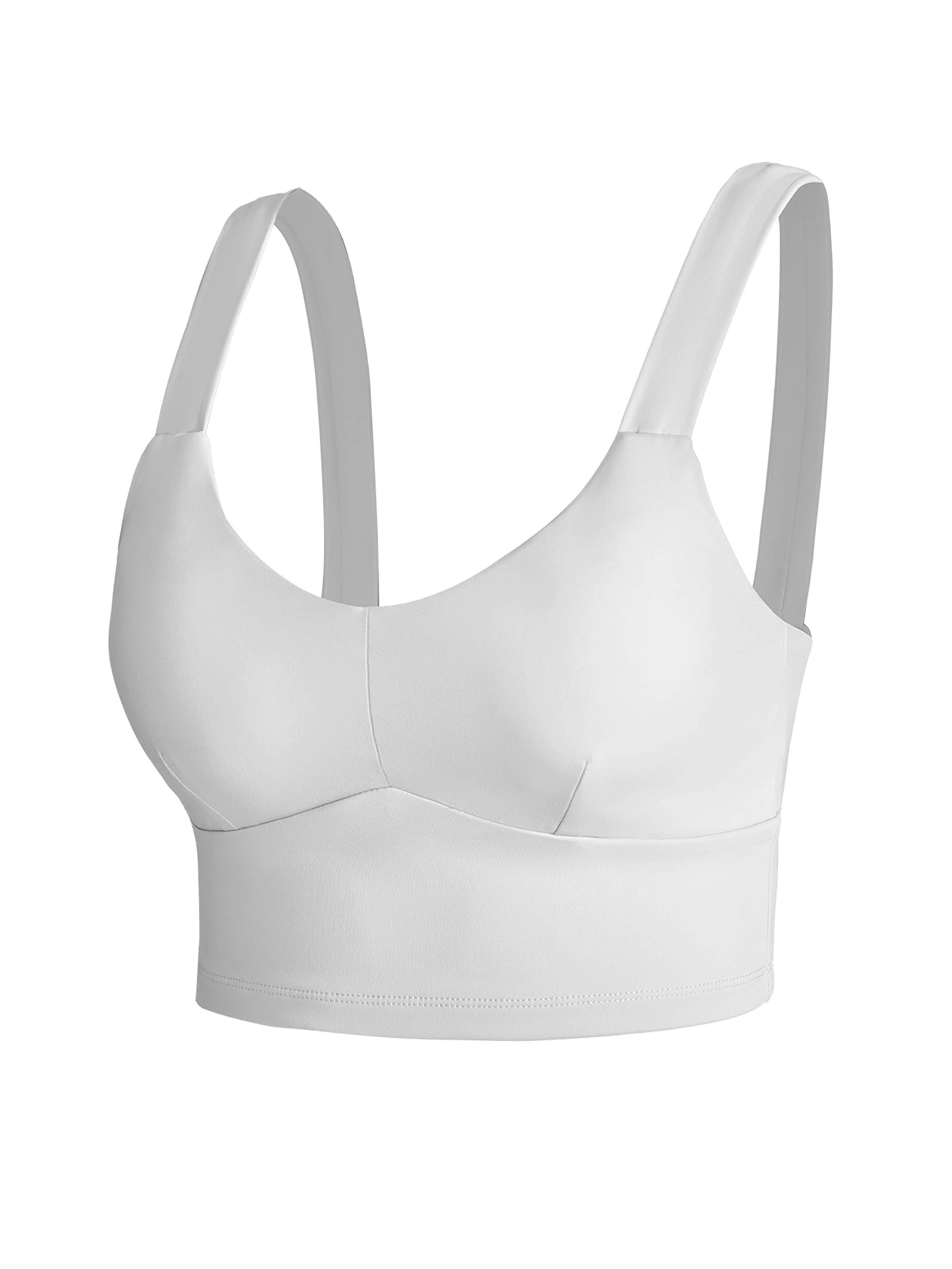 YEAZ Õlapaelteta topp Spordirinnahoidja 'Real Babe', värv valge: eest vaates