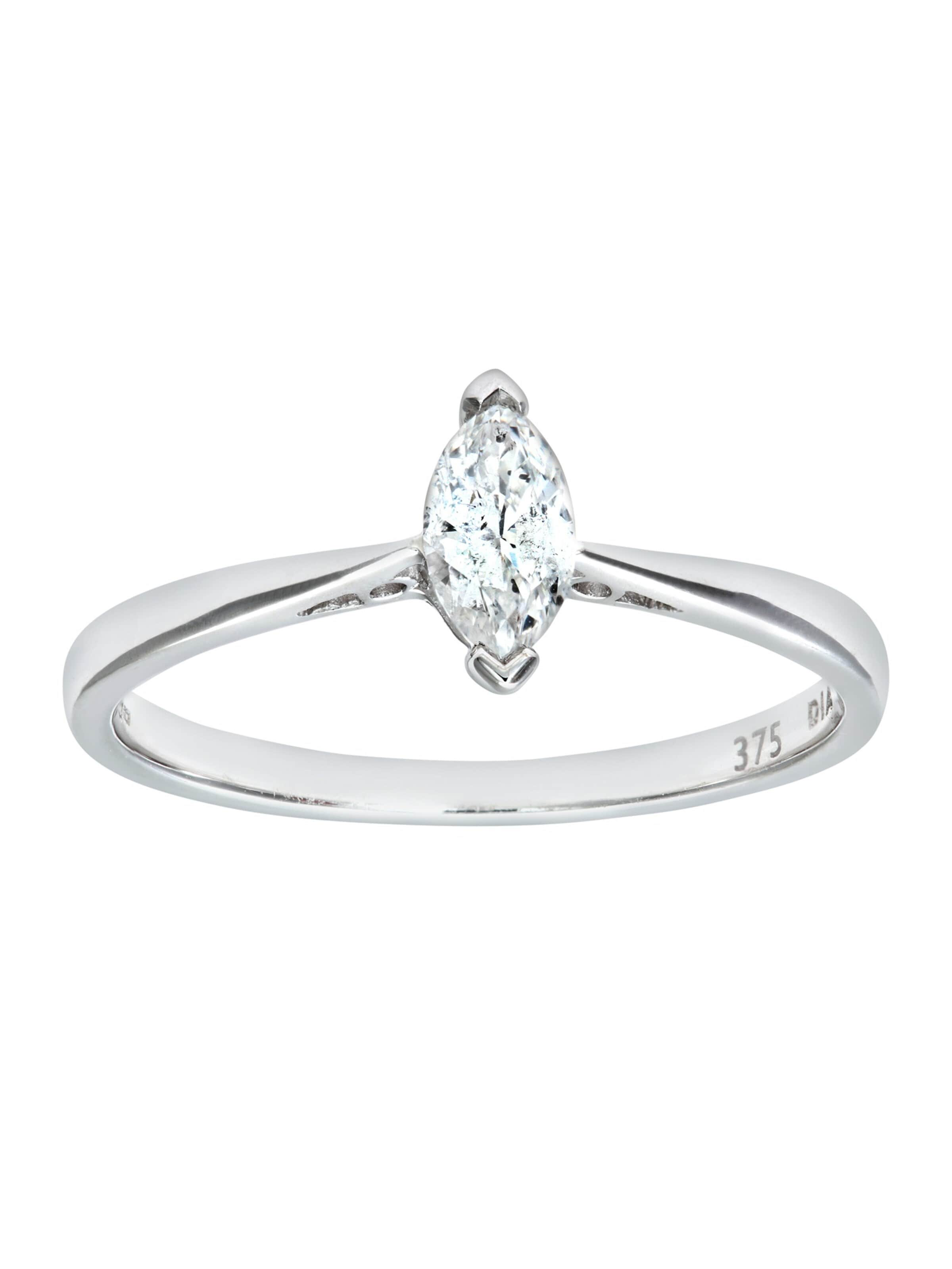 DIAMANT LETERNEL Ring 'Ring aus 375 Weißgold mit Diamant' in Silver: front