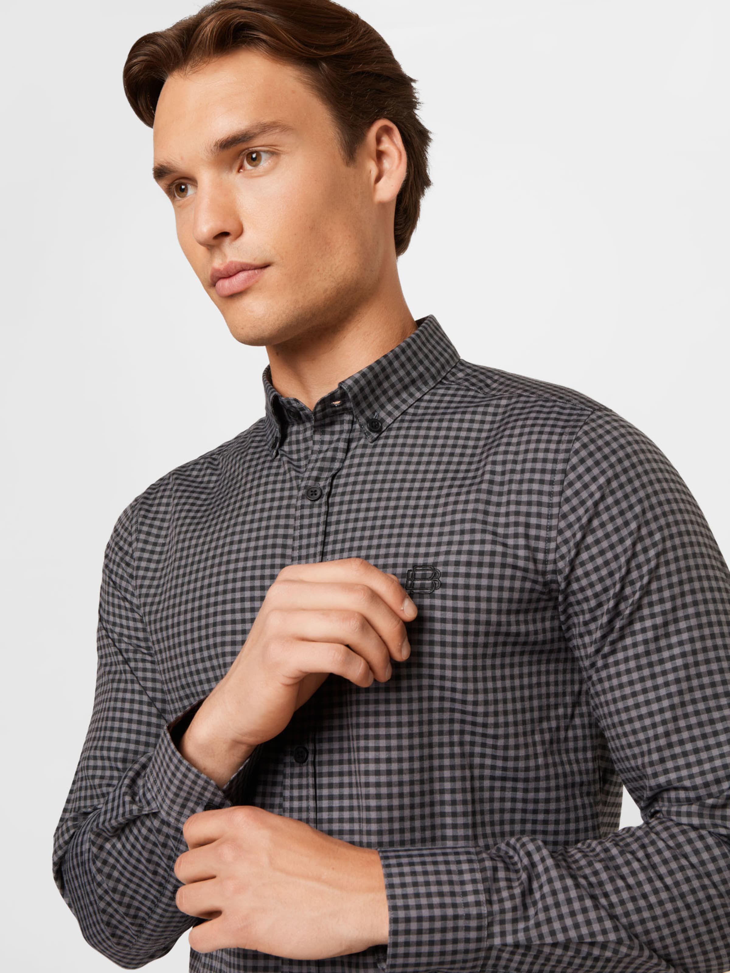 Coupe regular Chemise BURTON MENSWEAR LONDON en Gris Anthracite