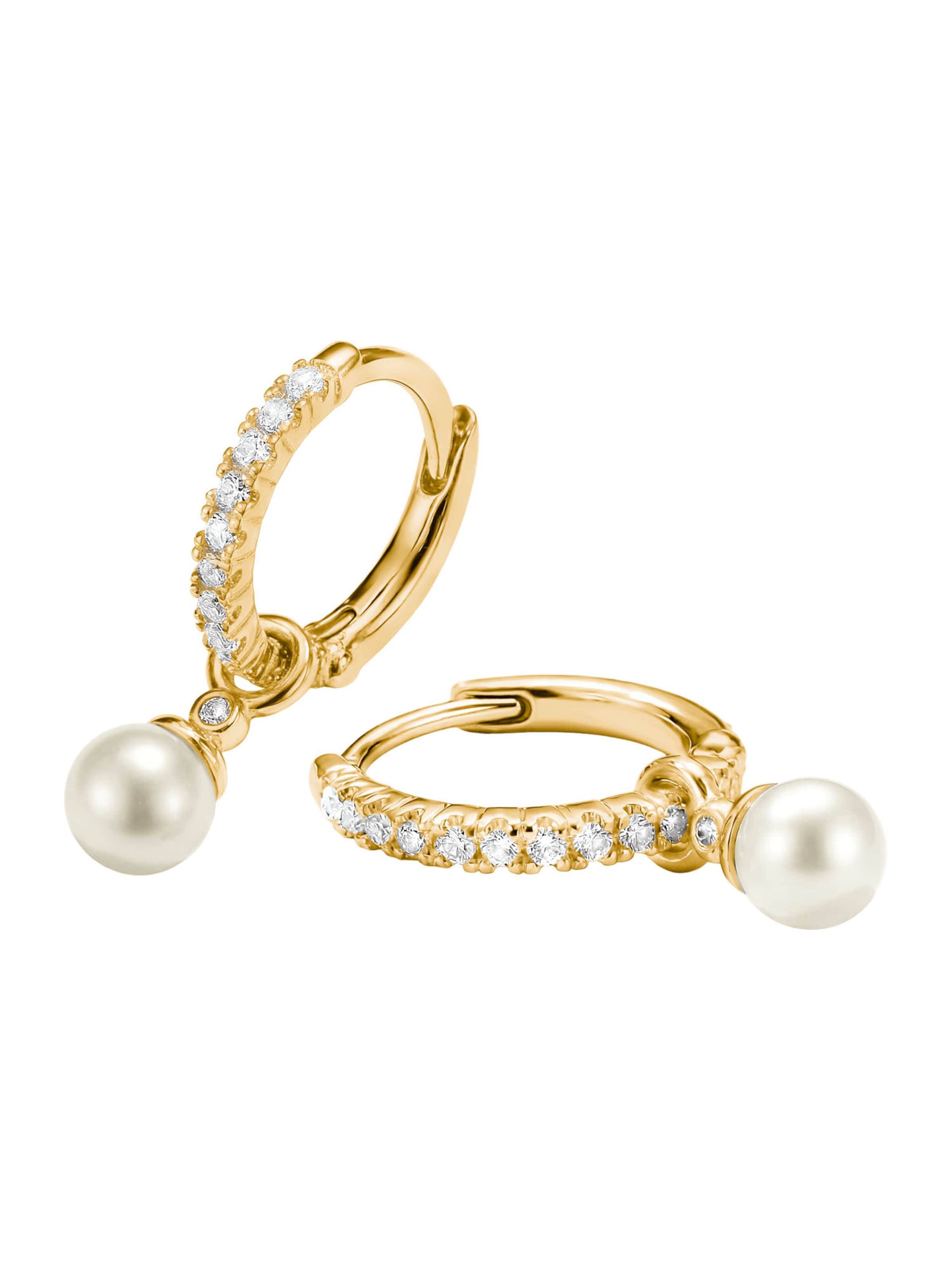Thomas Sabo Creolen Perle mit weißem Zirkonia in Gelb