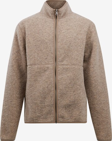 J.Lindeberg Fleece Jacket 'Dustin' in Brown: front