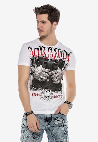 CIPO & BAXX Shirt 'TOUGH RIDER' in Weiß: predná strana