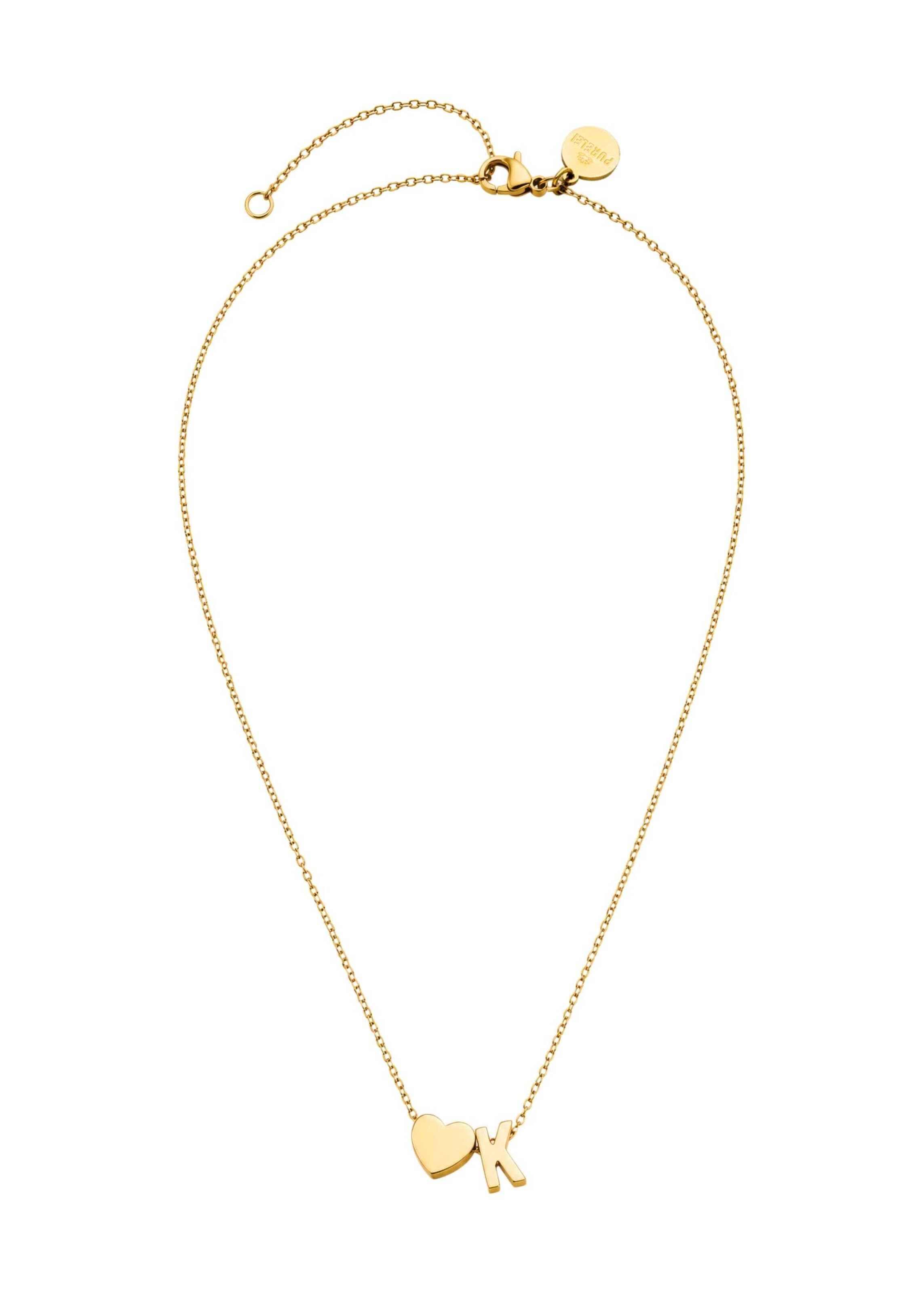 PURELEI - Cadena 'Letter Heart K' en oro: frente