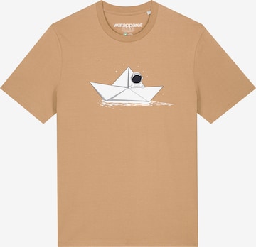 T-Shirt 'Astronaut in paper boat' Watapparel en beige : devant