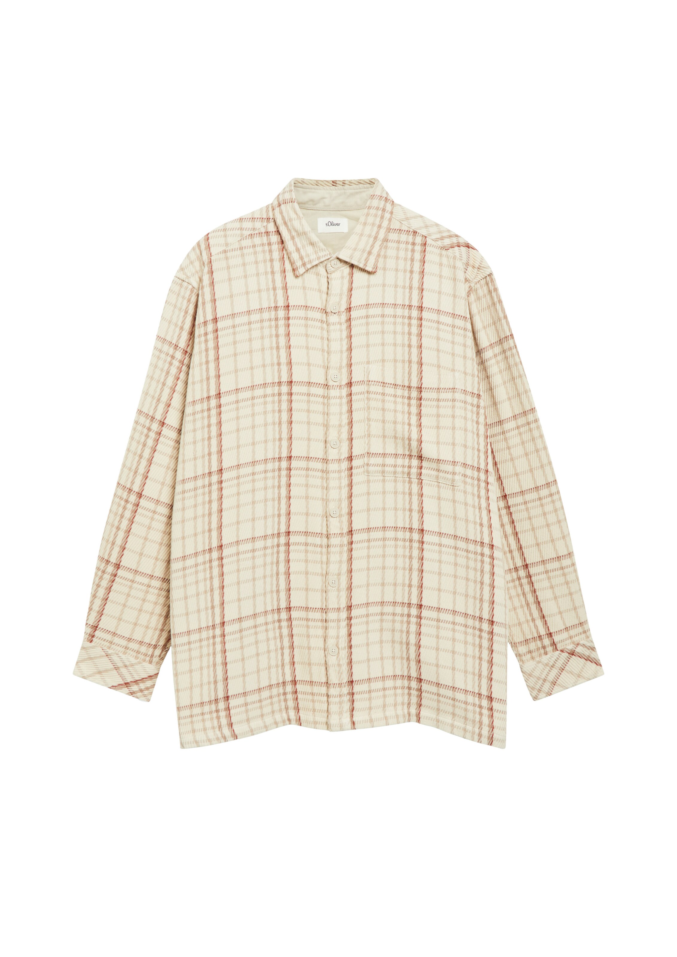 s.Oliver Button Up Shirt in XXXL in Cream / Brown / Carmine red, Item view