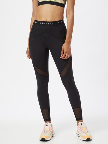 MOROTAI Skinny Workout Pants 'Naka' in Black: front