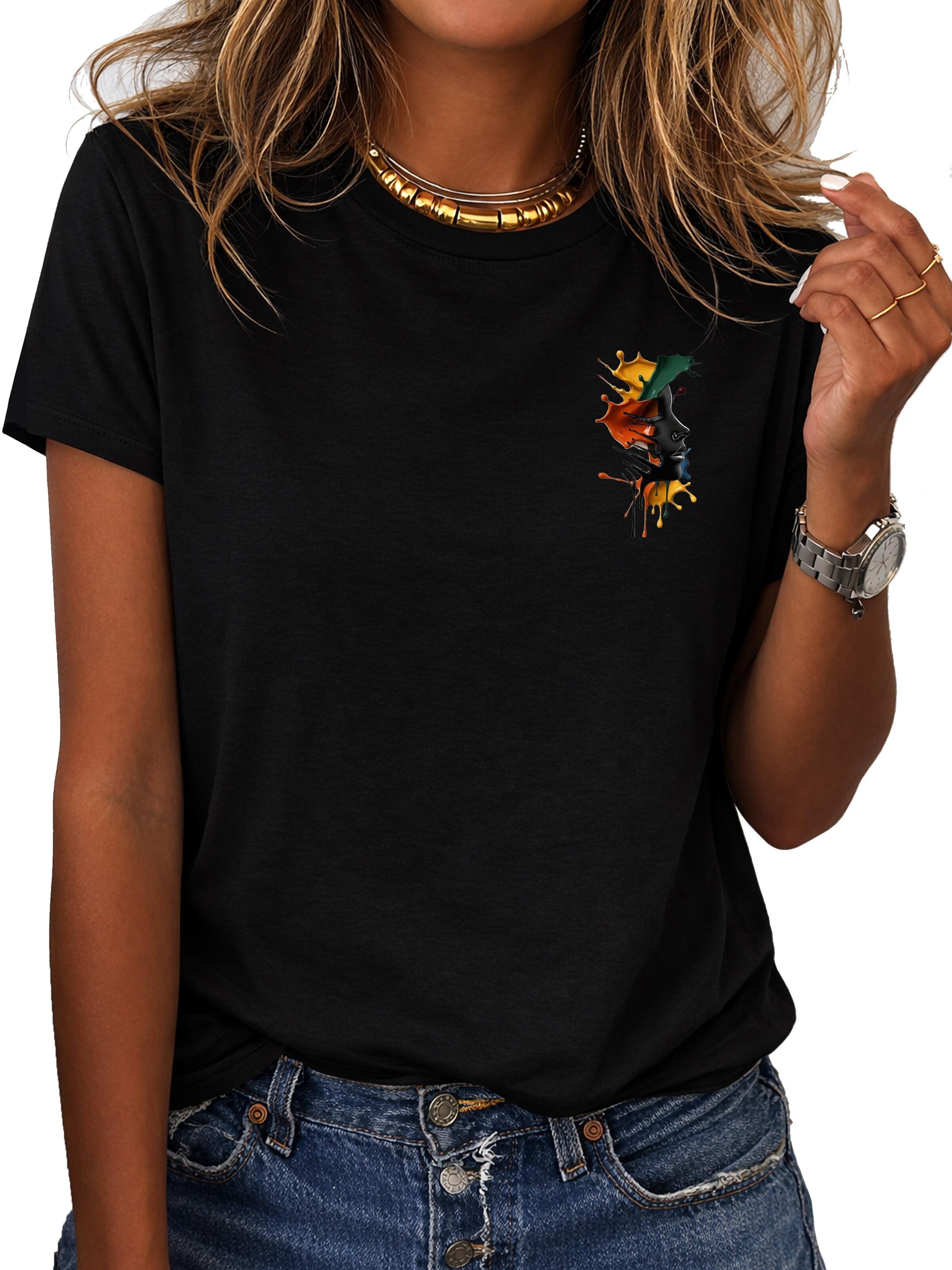 RMK Shirt 'Farbspritzer' in Black: front