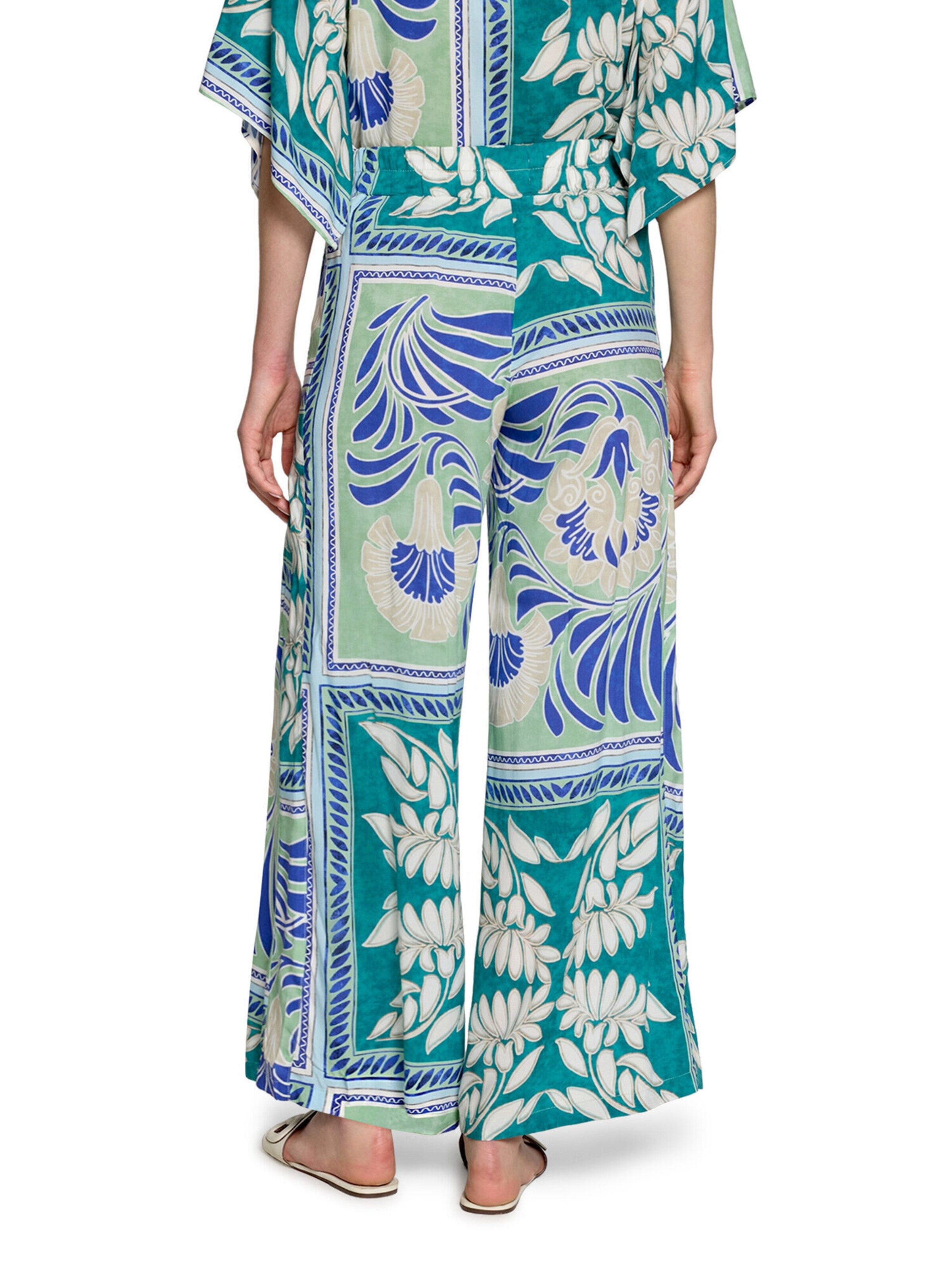 Cartoon Loosefit Palazzo-Hose mit Gummizug in Grün