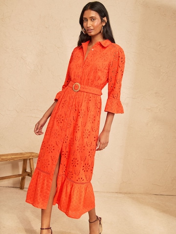 Robe-chemise love & roses en orange