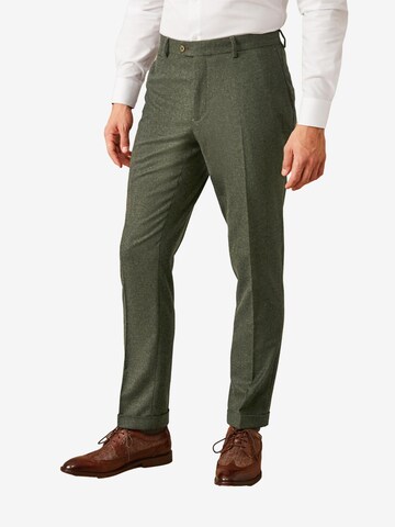 Coupe slim Pantalon à plis Next en vert : devant
