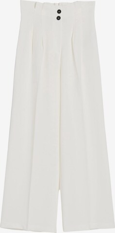 Bershka Wide leg Veckad byxa i vit: framsida