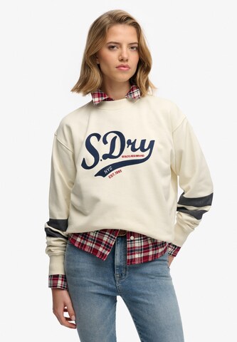 Superdry & Co Sweatshirt 'Varsity' in Beige: front