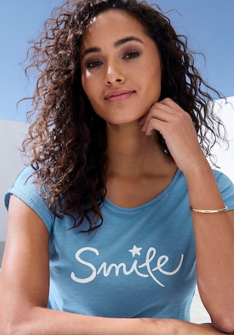 BEACH TIME Shirt in Blauw