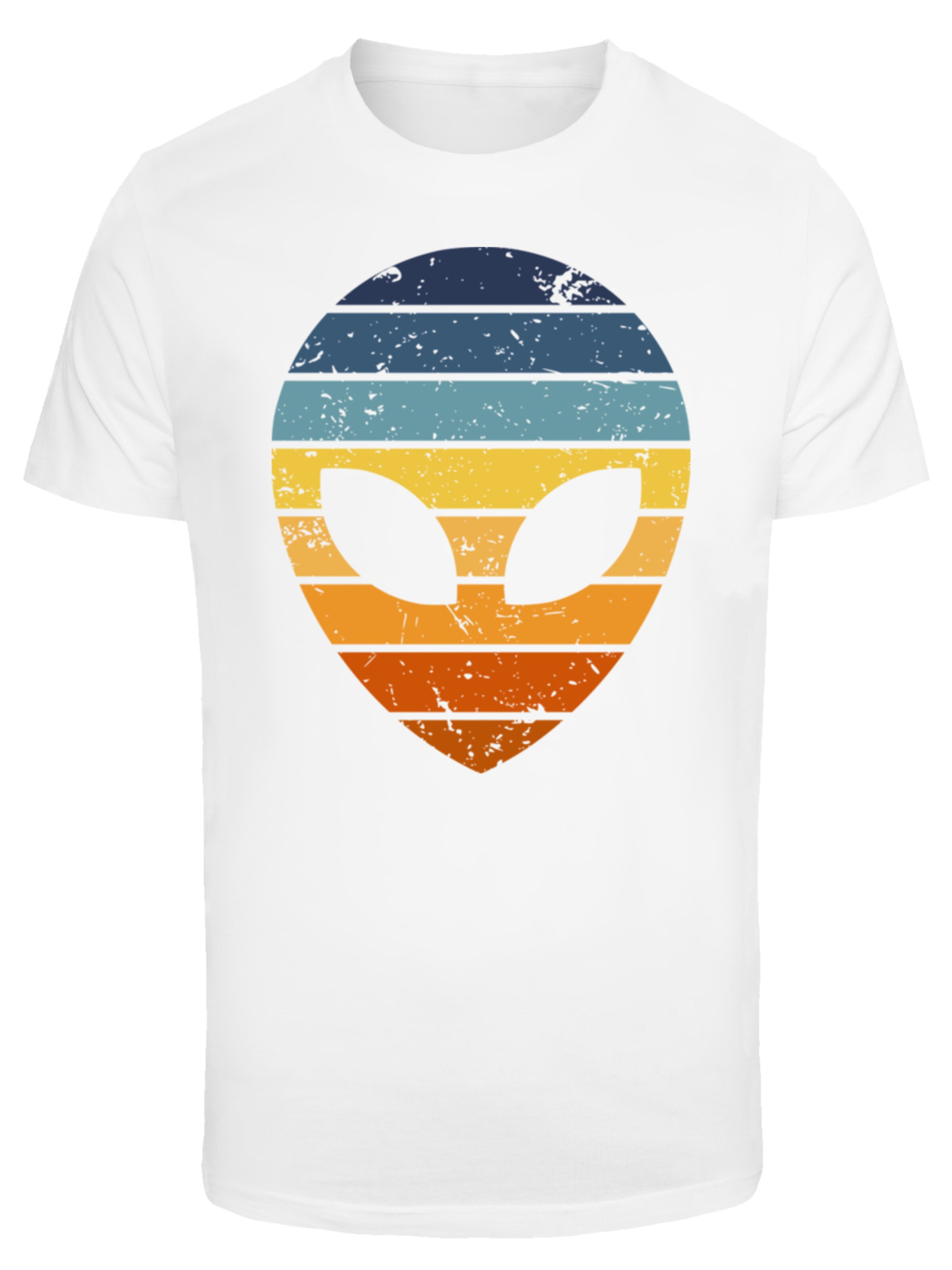 T-Shirt 'Alien Sonnenuntergang Retro' F4NT4STIC en blanc : devant