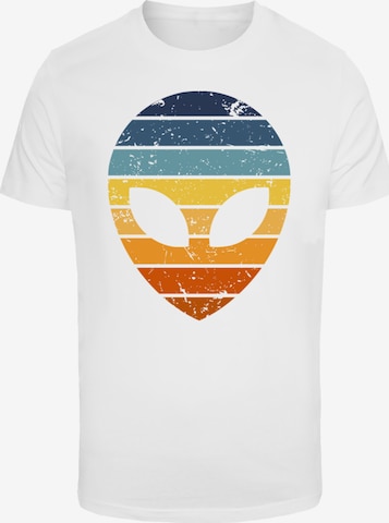 T-Shirt 'Alien Sonnenuntergang Retro' F4NT4STIC en blanc : devant