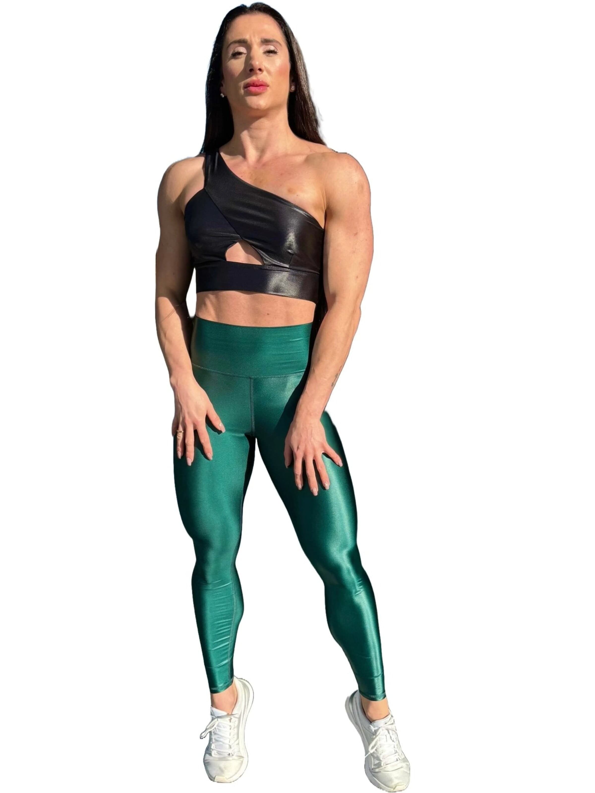 LUXFEEL Skinny Leggings 'High-Waist Pearl Shine Leggings' in Green