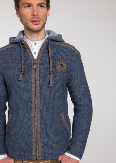 SPIETH & WENSKY Knit cardigan 'Dakar' in Dusty blue / Brown, Item view