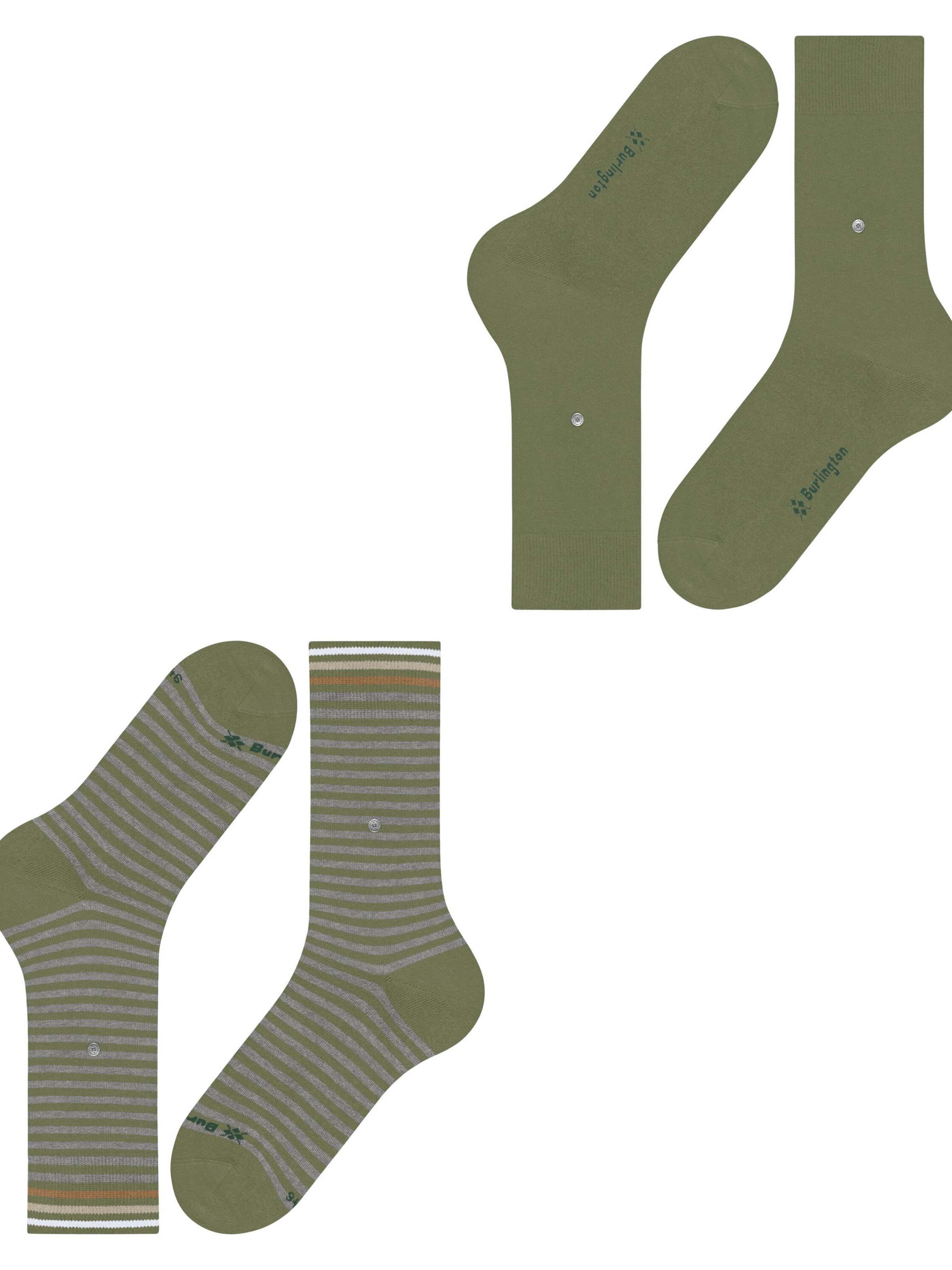 BURLINGTON Socks 'Everyday Stripe 2-Pack' in Green