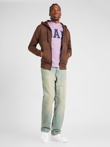 GAP Zip-Up Hoodie 'CORE ARCH' in Brown