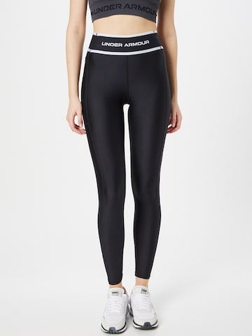 UNDER ARMOUR Skinny Workout Pants 'HeatGear' in Black: front