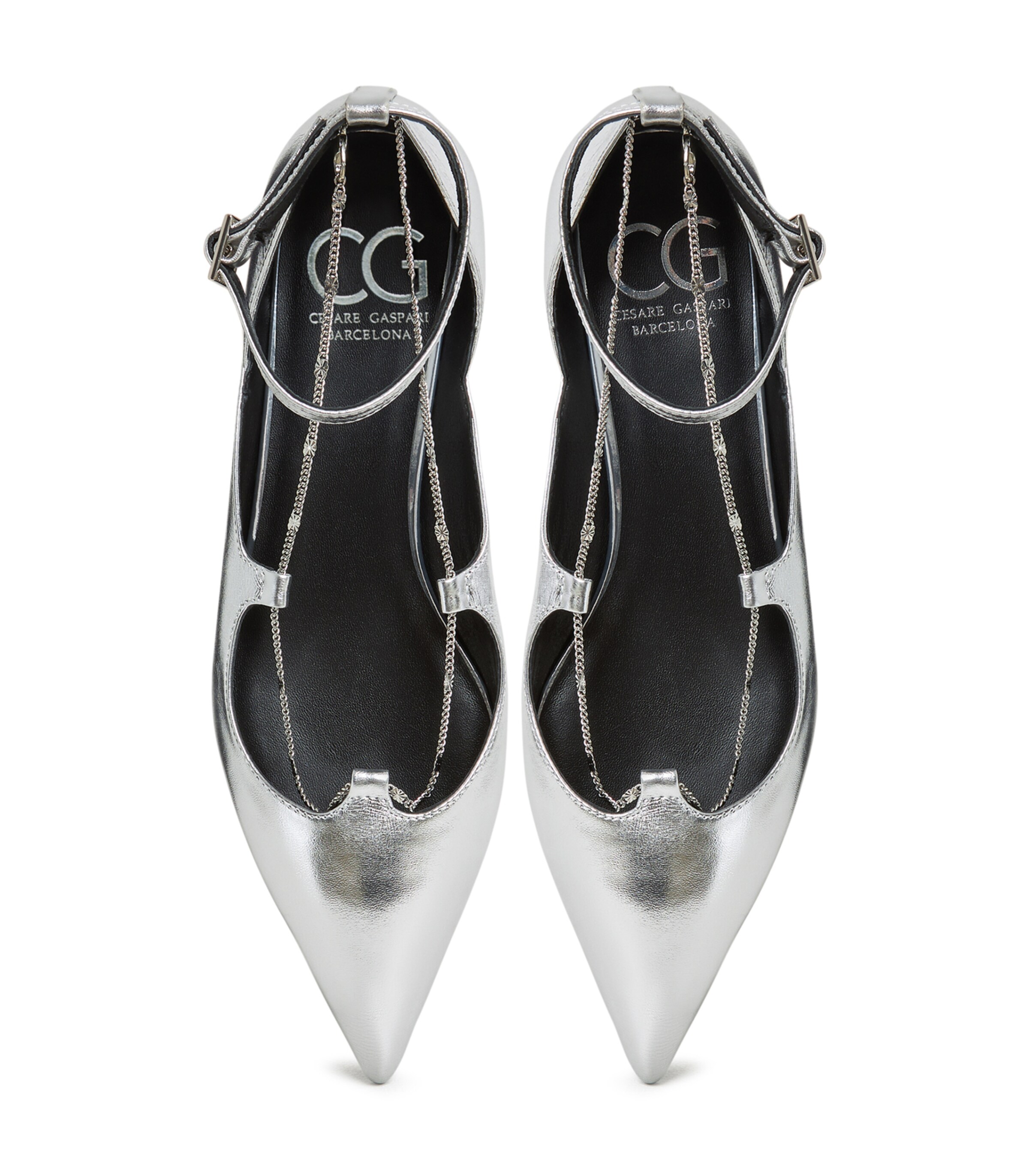 CESARE GASPARI Strap ballerina in Silver