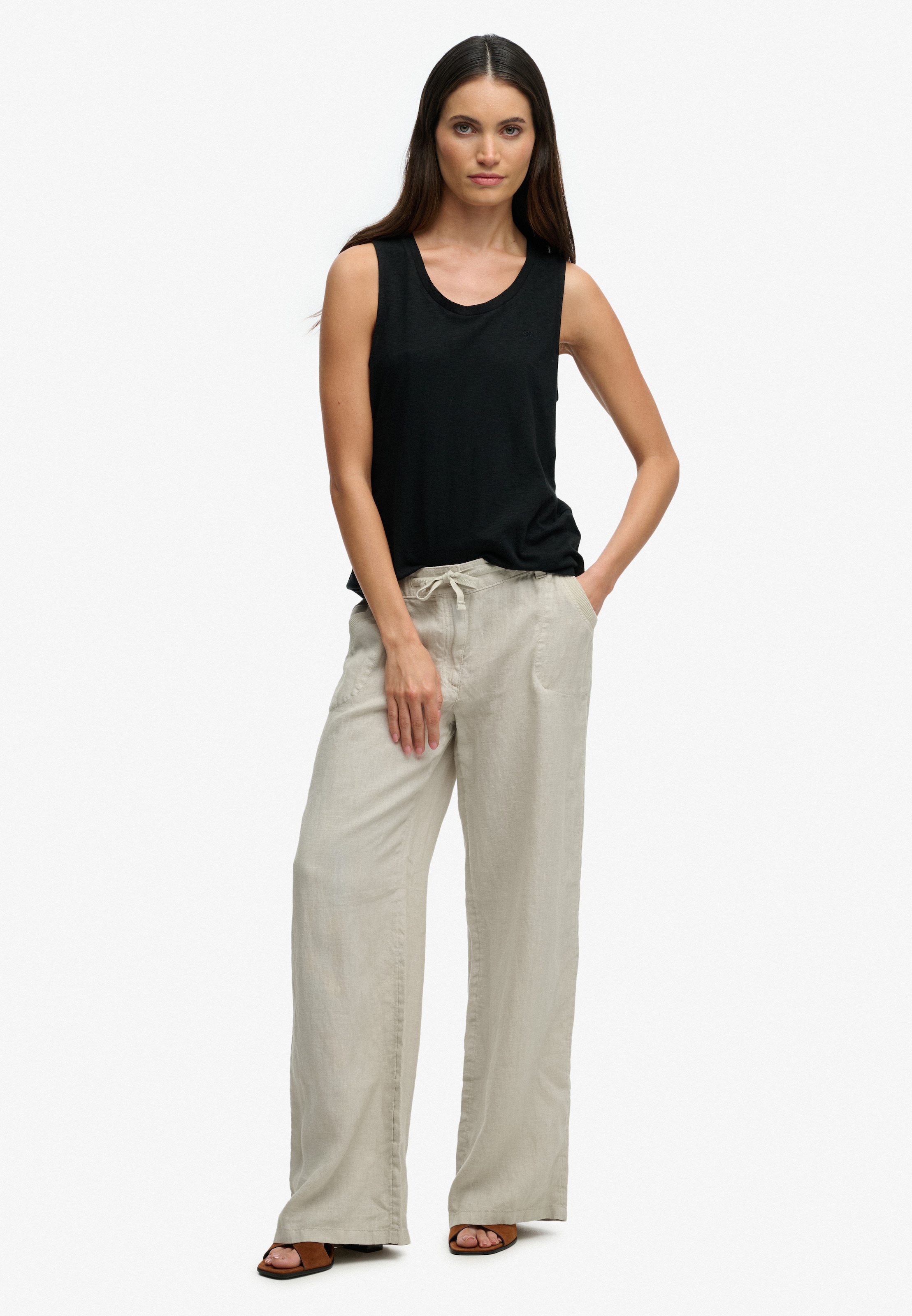 Baggy Pantalon Superdry & Co en beige