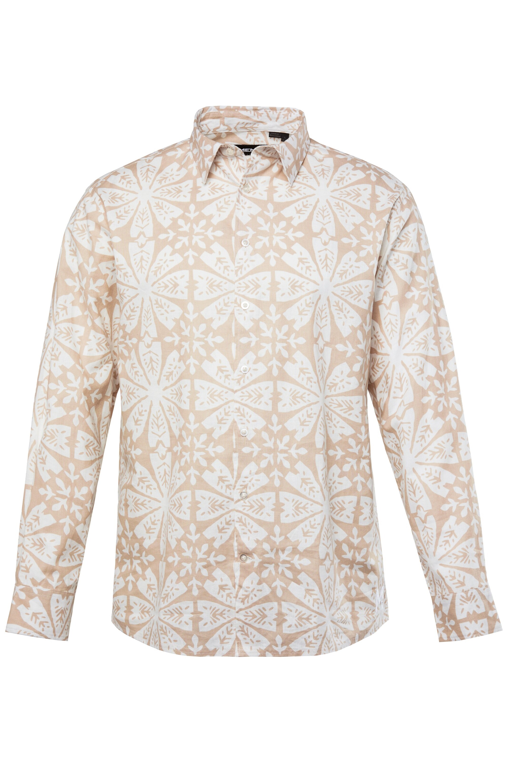 Men Plus Comfort fit Overhemd in Beige: voorkant